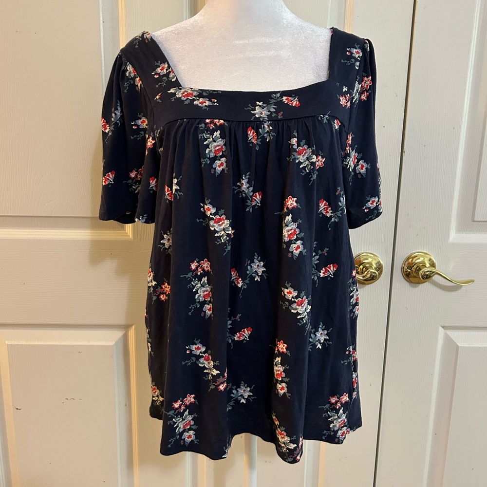 Lucky Brand square neck floral tunic, Small Petite